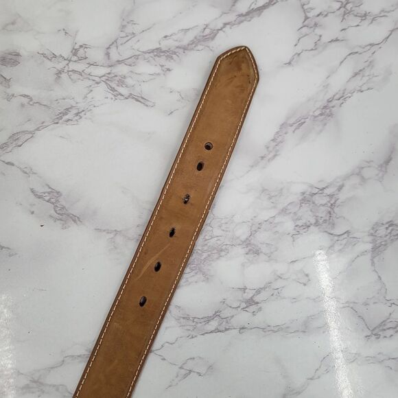 Nocona Top Hand Leather Western Belt Tan with Black Billet Silver Concho Men's - Picture 8 of 14